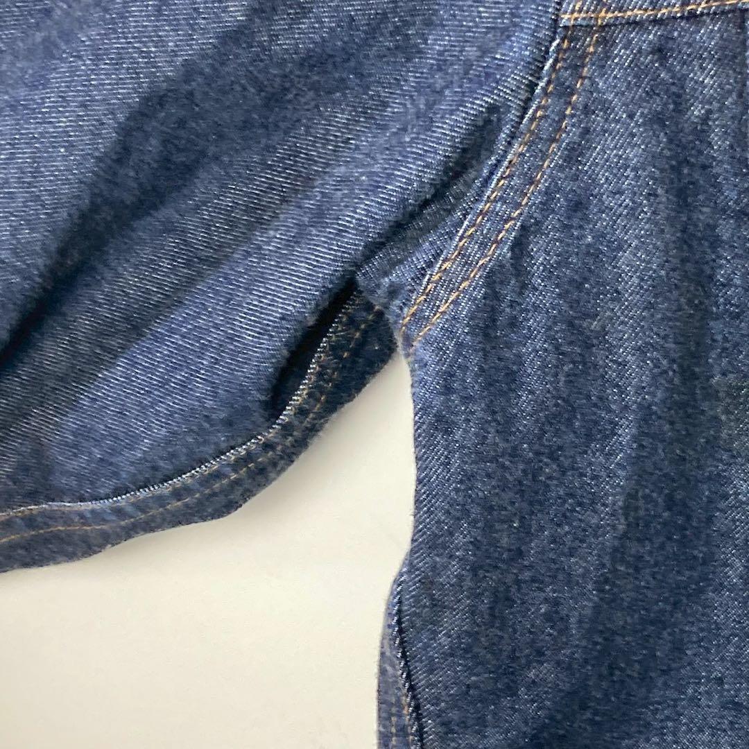 80's Levi's デニムジャケット　襟レザー　裏地ブランケット　短丈　M