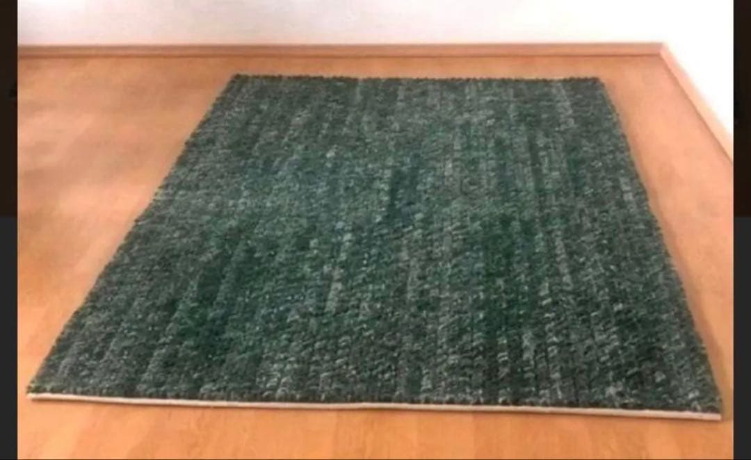 IKEA 新品　ダークグリーン 織り物ラグ