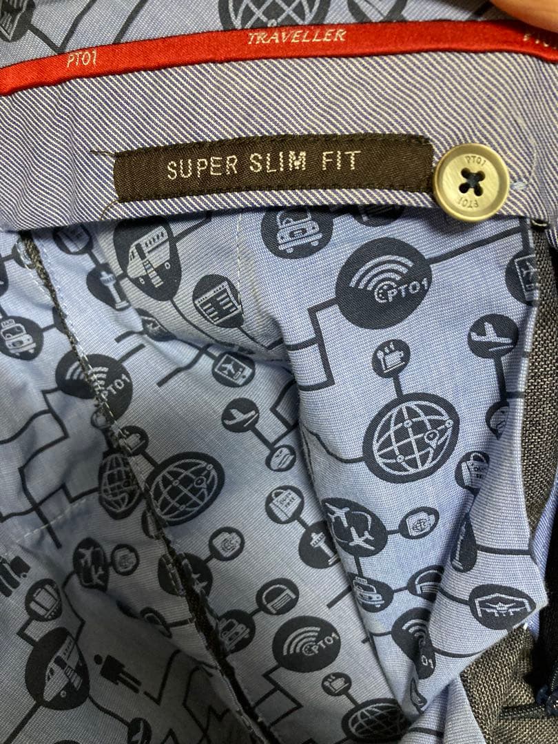 PT01 ネイビー チェック柄 スラックス