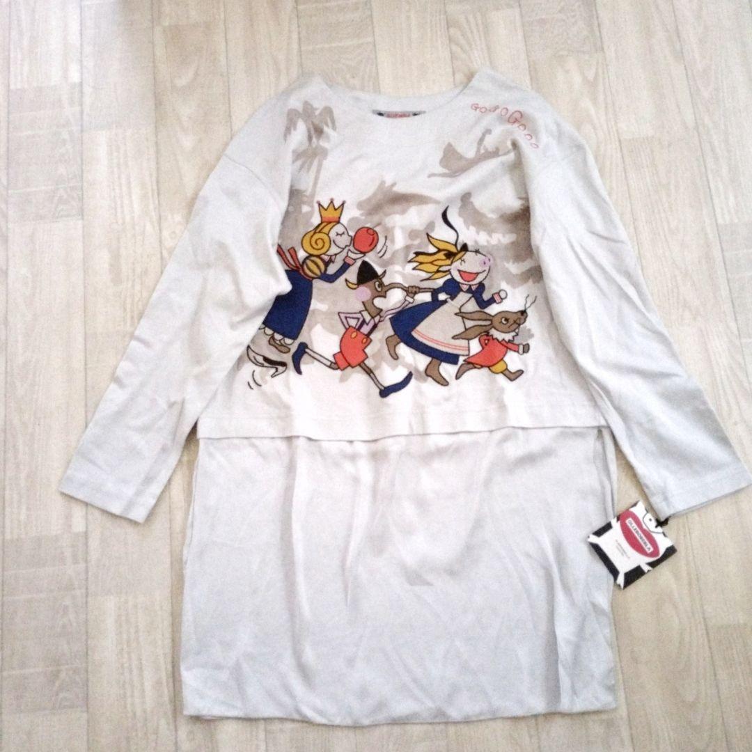 新品タグ付き　アルベロベロ　チュニック　童話　刺繍　総柄　切り替え　ドッキング