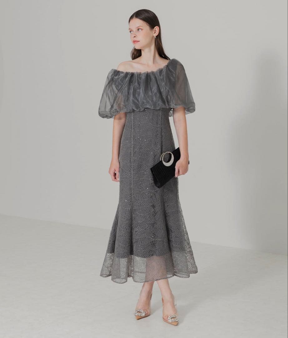 Leja2WAYオフショルダーパフスリーブバリエマーメイドワンピースロングドレス