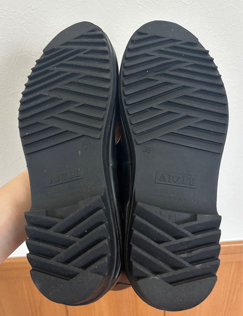 【AIGLE】レインブーツ ブラック レースアップ ロング長靴 ミスマリオン