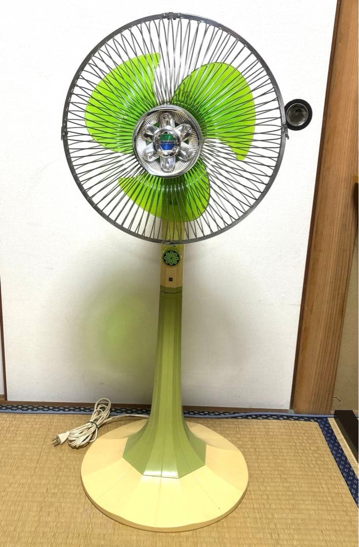 希少 昭和レトロ National 3枚羽 扇風機 大型 緑 ヴィンテージ