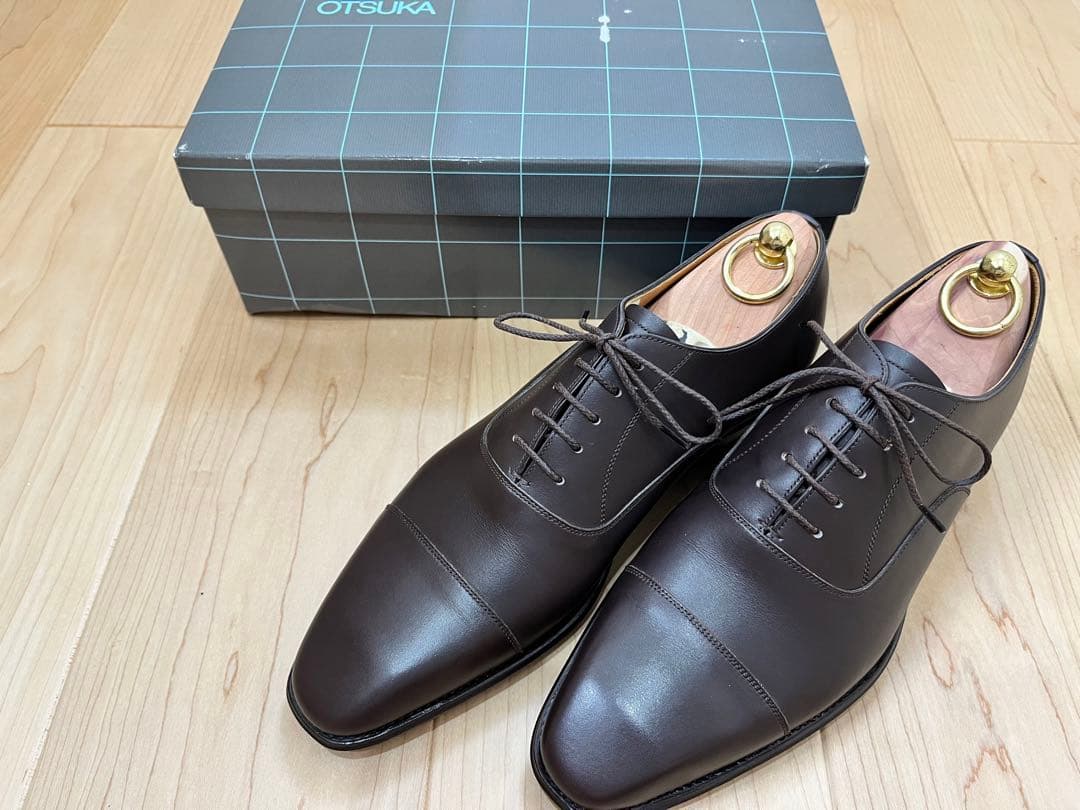 【新品未使用】55%off大塚製靴 内羽根ストレートチップ ダークブラウン