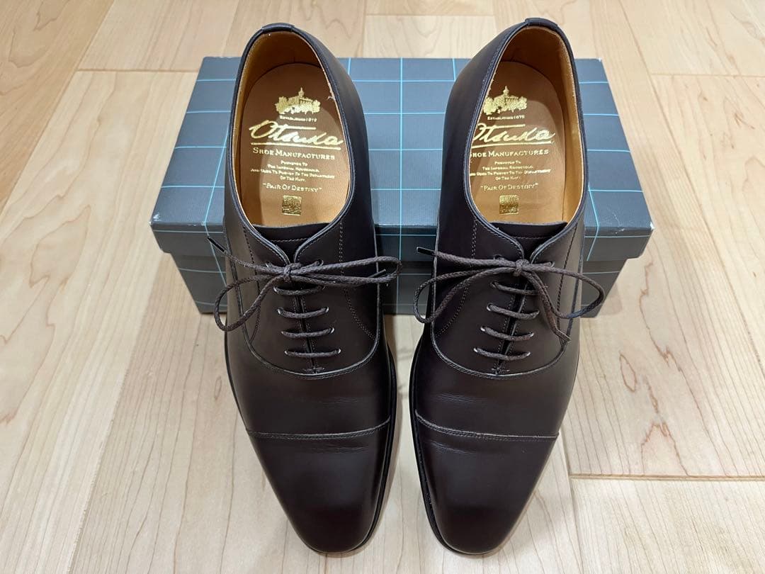 【新品未使用】55%off大塚製靴 内羽根ストレートチップ ダークブラウン