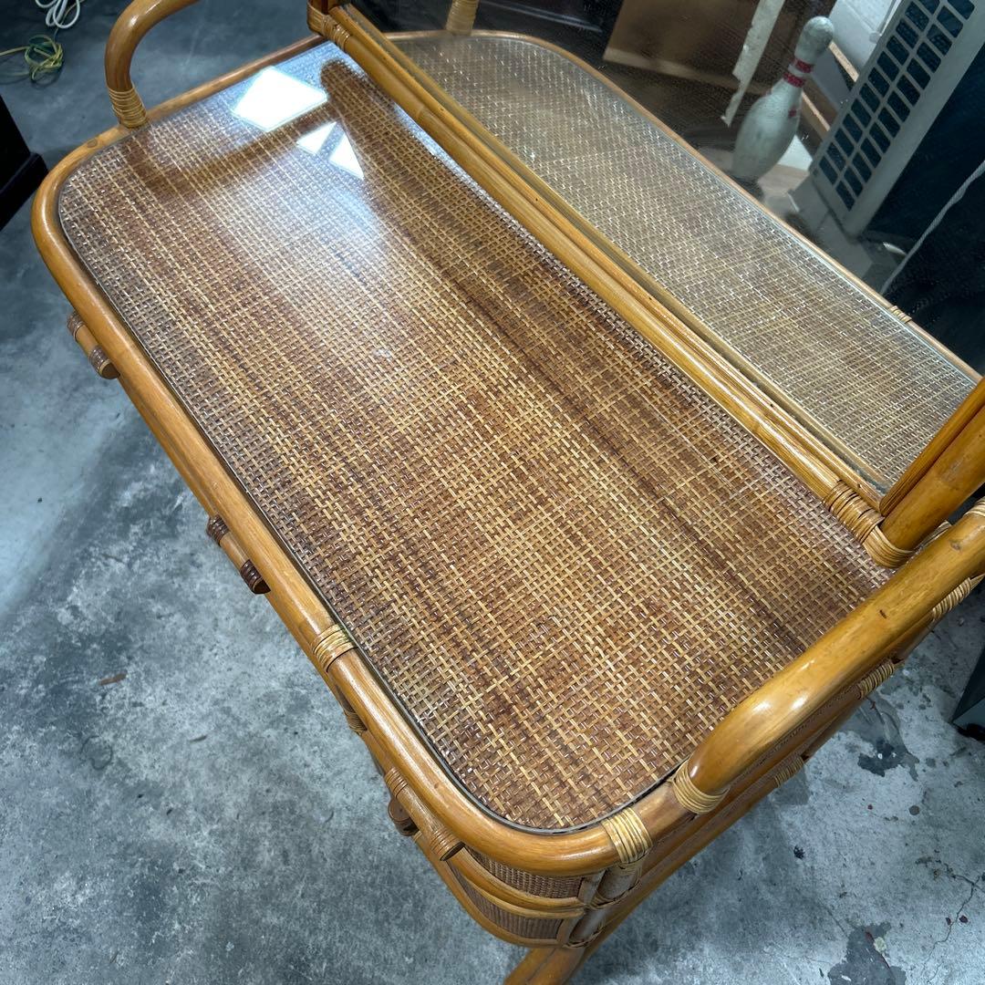 ラタン製ドレッサー・鏡台 アーチ型ミラー