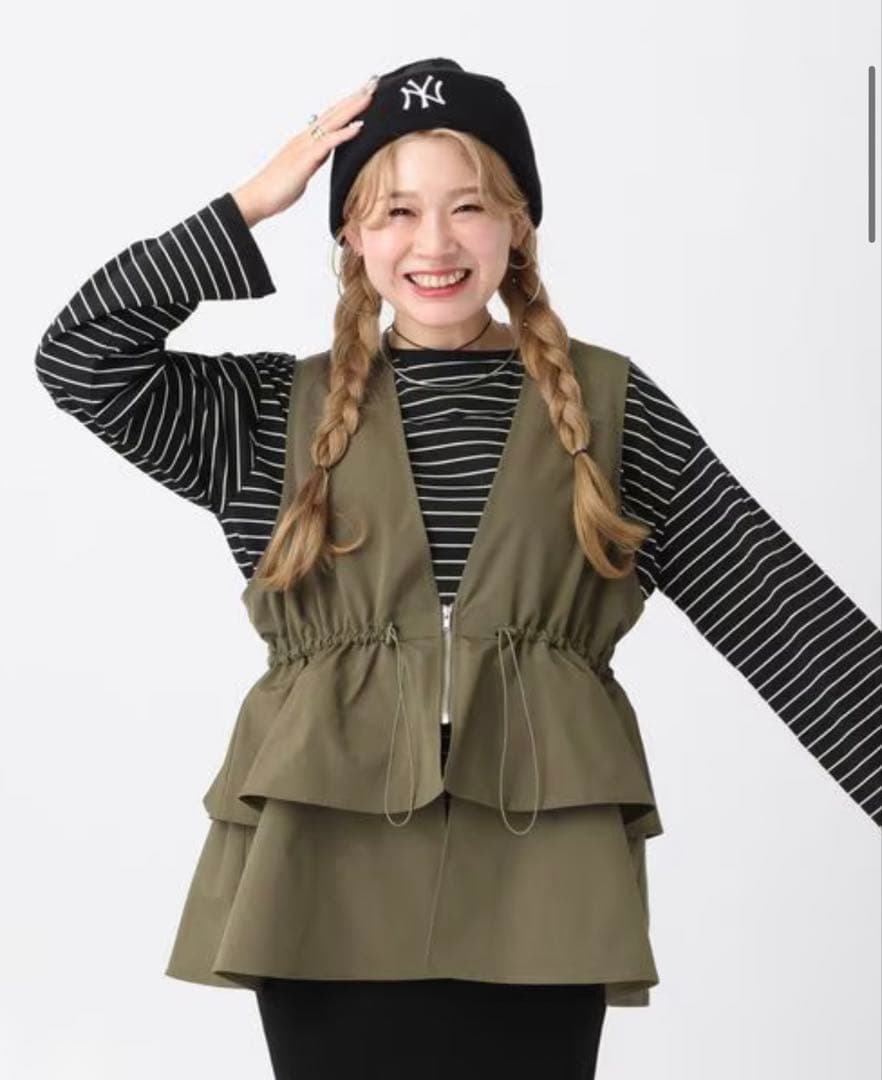 未使用　今季レプシィムLEPSIM 【ゆきは企画】ギャザー2WAY ベストカーキ