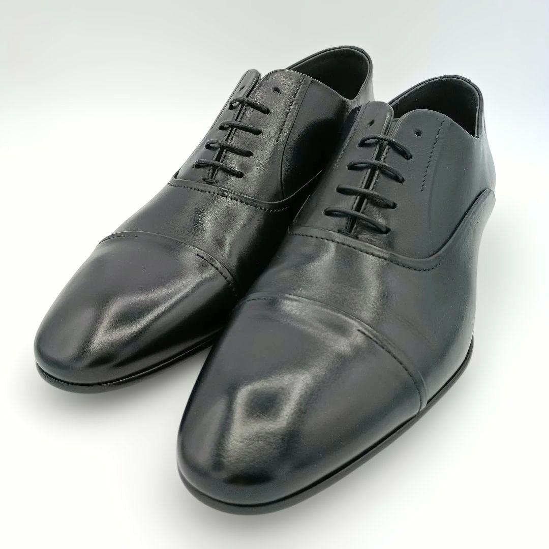 未使用級【ヒューゴボス】ストレートチップ 内羽根 黒 ビジネスシューズ