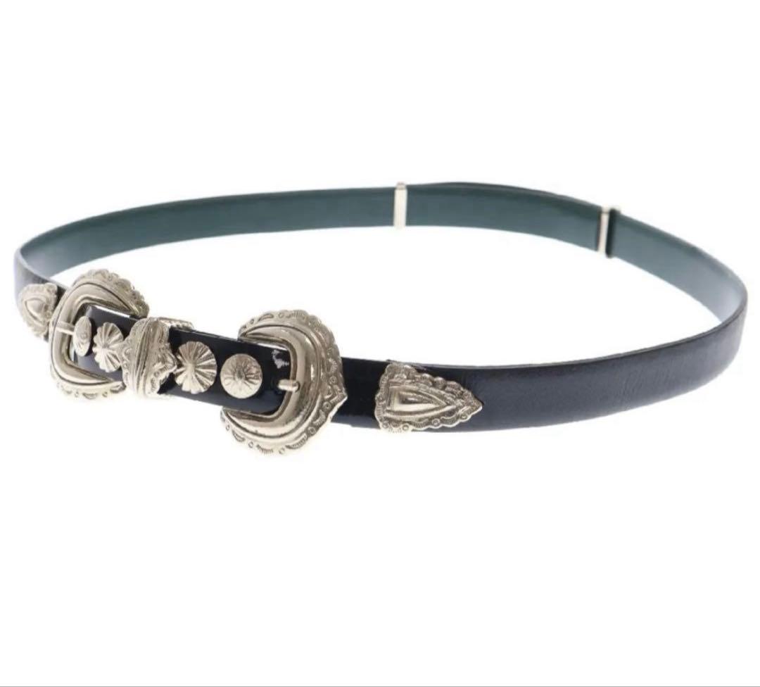 【早い者勝ち】TOGA PULLA バックルベルト ブラック×グリーン