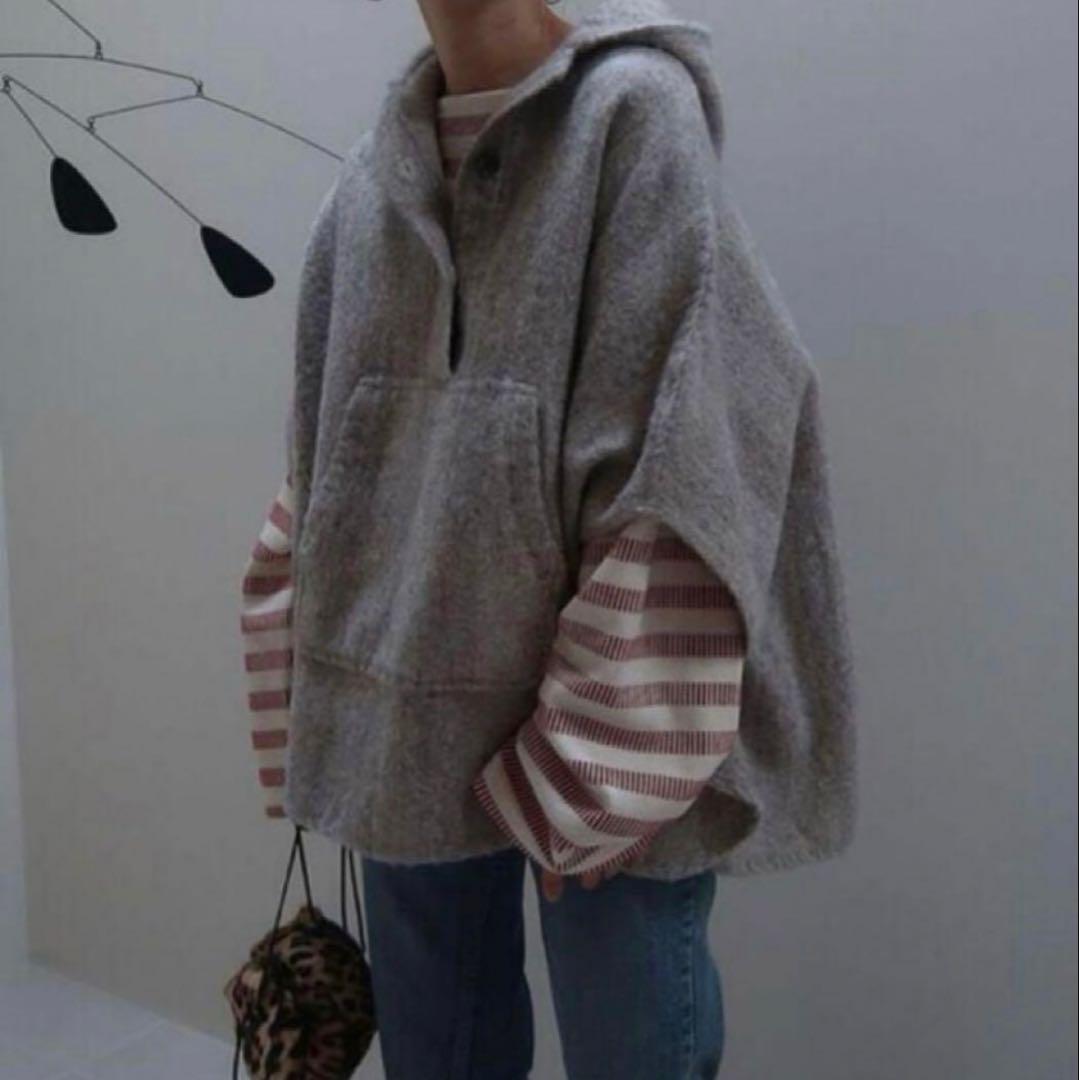 ジャケット・アウター argue SHETLAND WOOL LINEN VINTAGE PONCHO