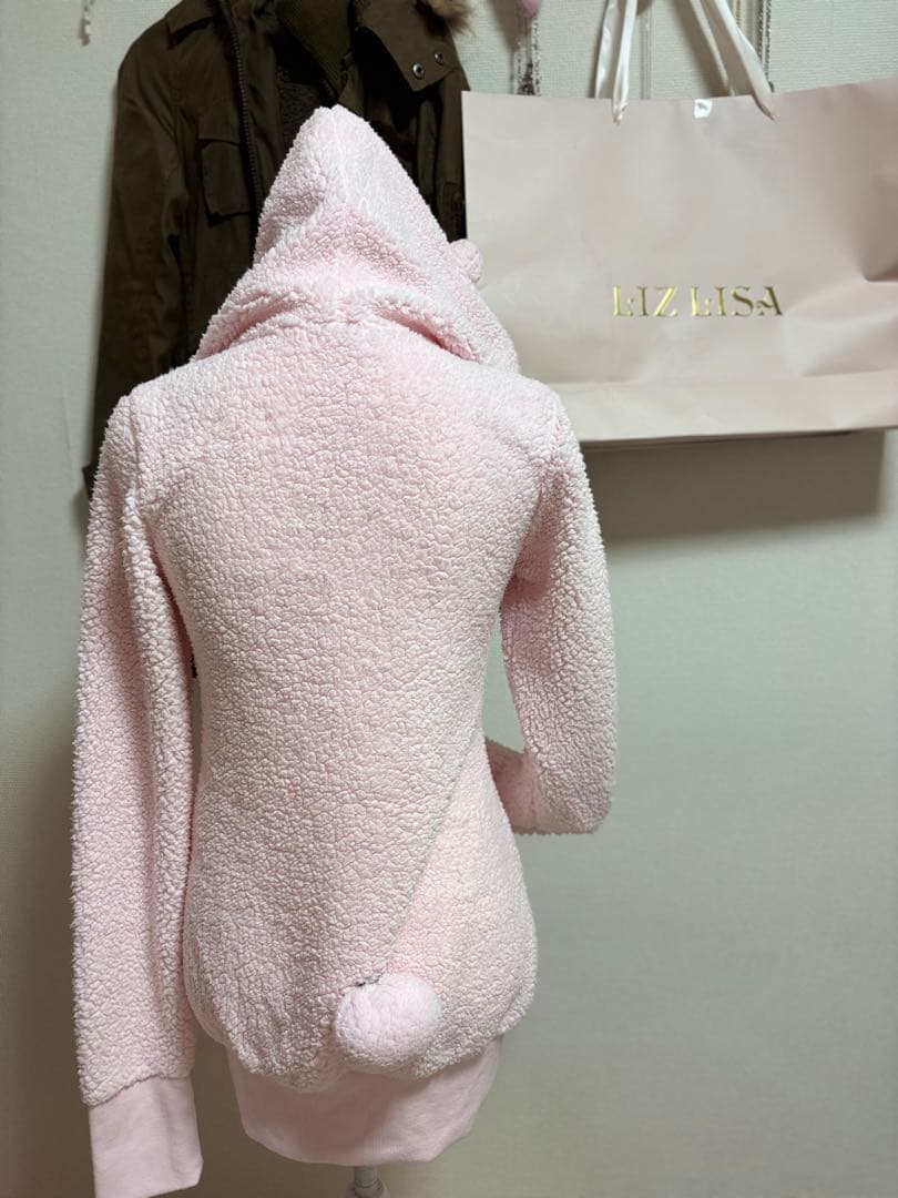 夢展望　指穴あき猫耳パーカー　ピンク