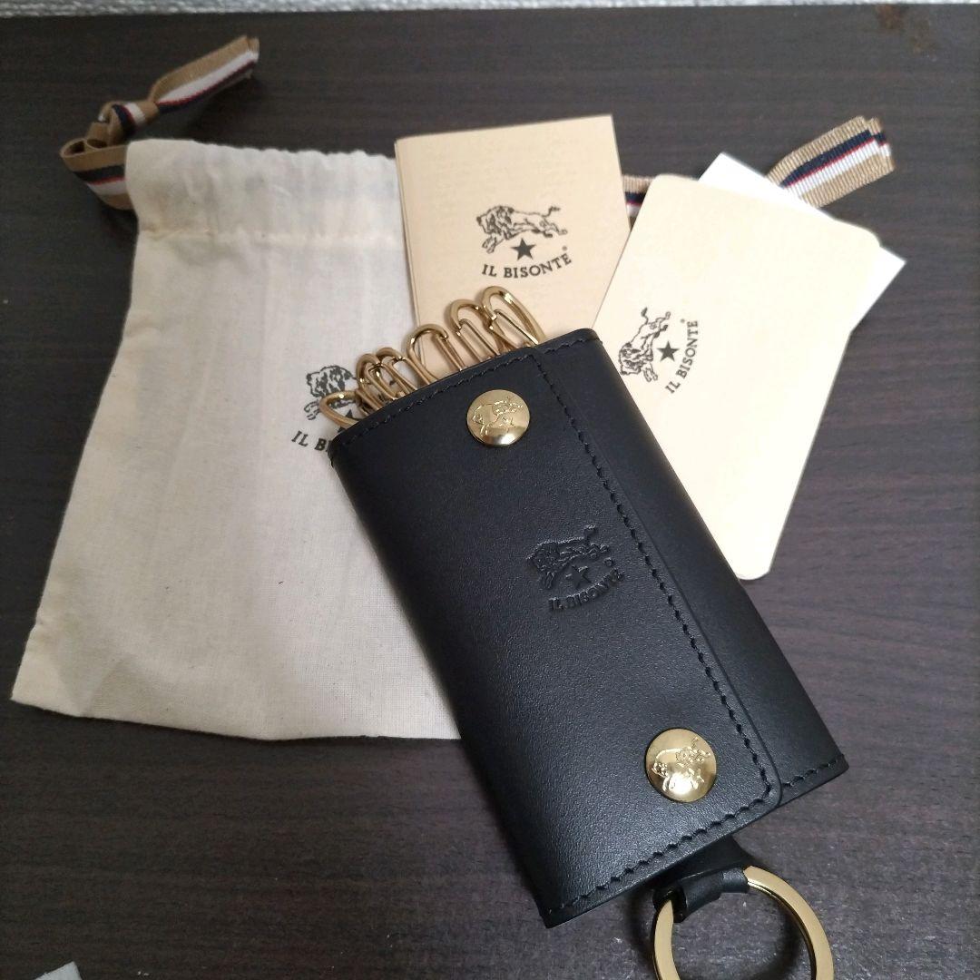 新品 イルビゾンテ 本革 キーケース キーホルダー 6連 ブラック 黒