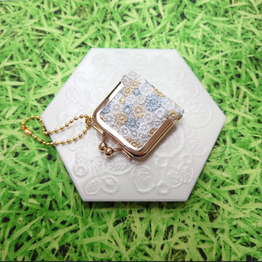 専用☆ミナペルホネン✨skyful グレーmix✨がま口印鑑ケース、チャーム