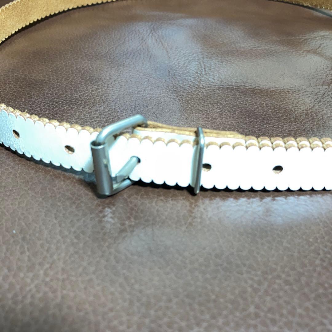 COMME des GARÇONS スカラップホワイトレザーベルト