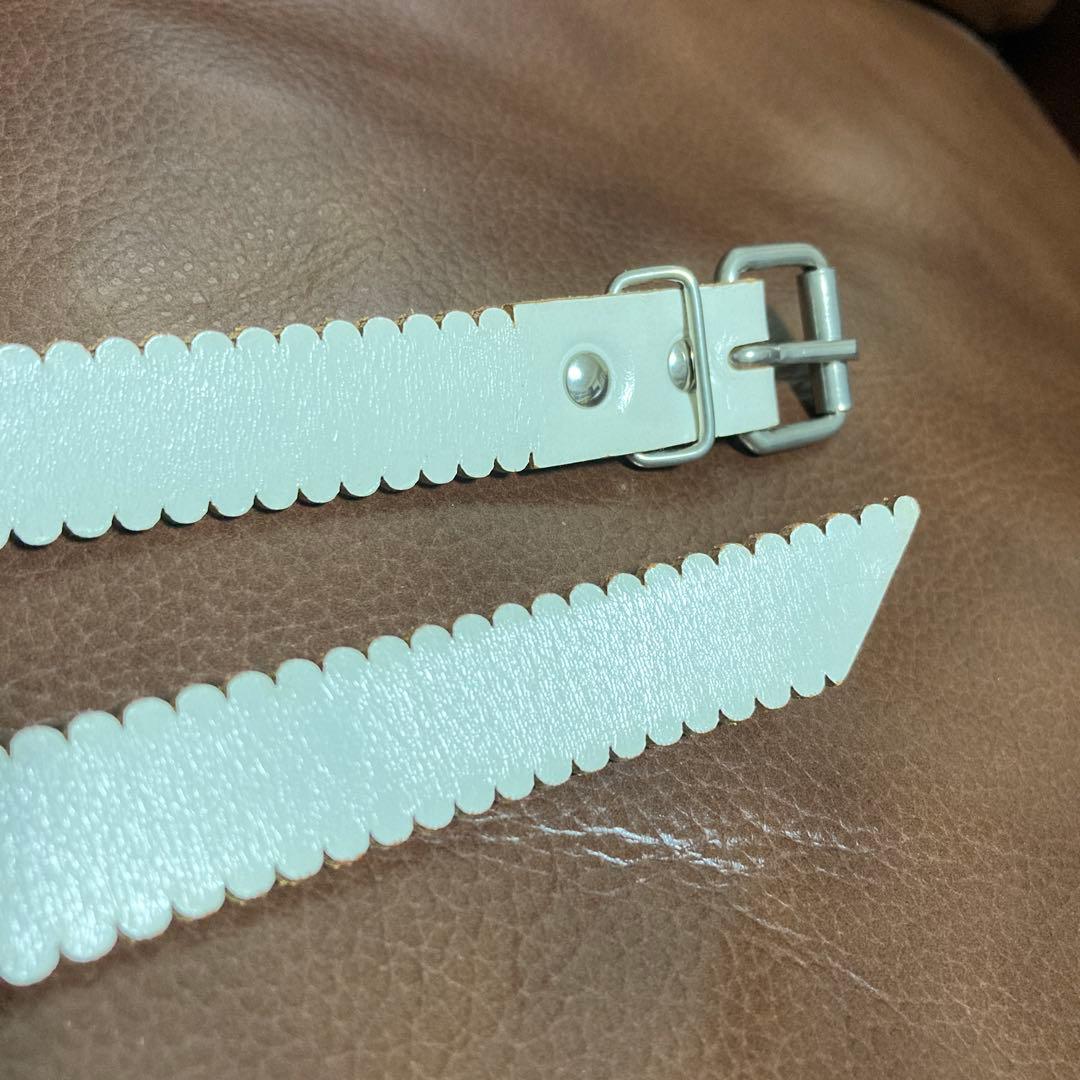 COMME des GARÇONS スカラップホワイトレザーベルト