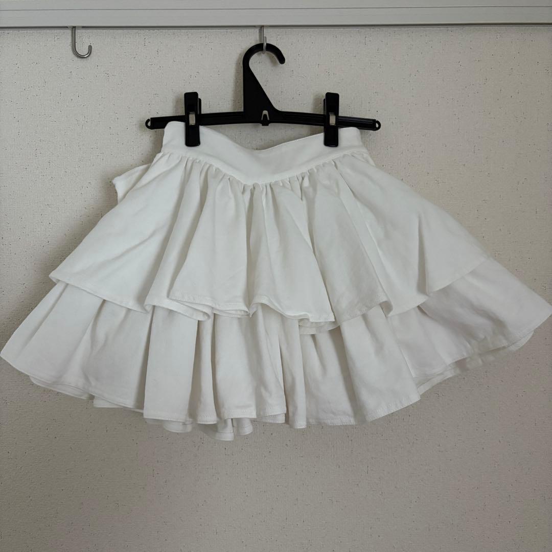 フリルデニムスカート　lilLilly リルリリー　ホワイト