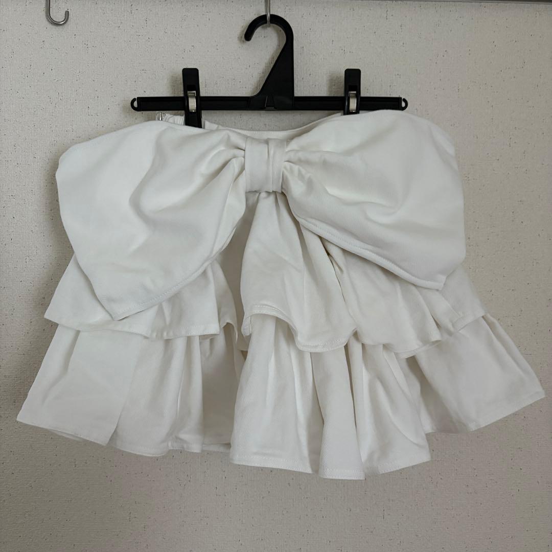 フリルデニムスカート　lilLilly リルリリー　ホワイト