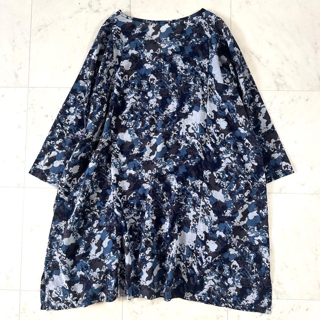 極美品♪プランテーション ペインティング総柄 チュニック ゆったり ワンピース