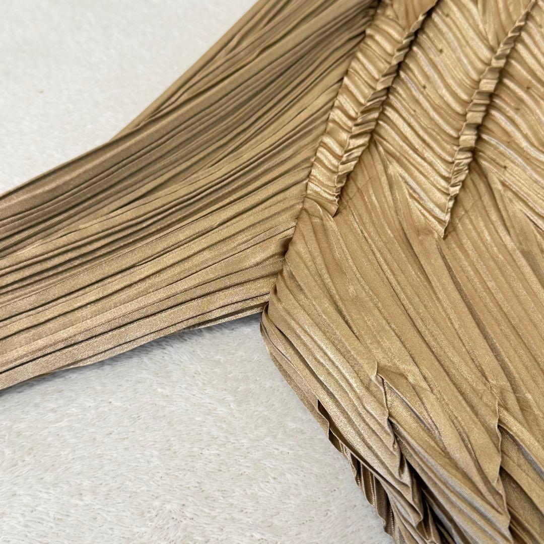 極美品✨ISSEY MIYAKE 変形　立体　プリーツ　ジャケット　ゴールド