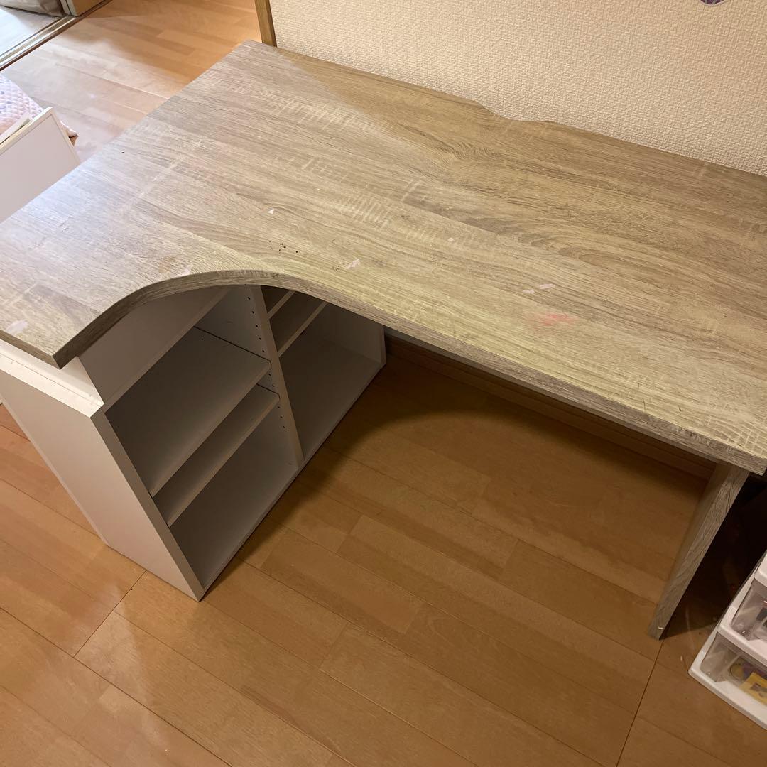 LOWYA(ロウヤ) パソコンデスクL字型　幅100cm オーク/ホワイト