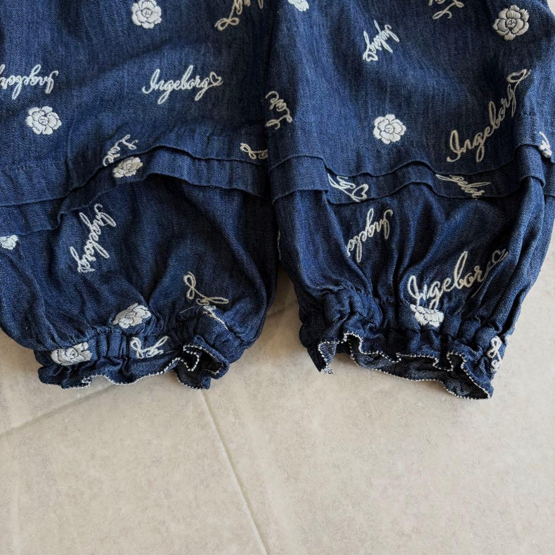 インゲボルグ ピンクハウス カメリア刺繍 ピコフリル デニムワンピース 花柄