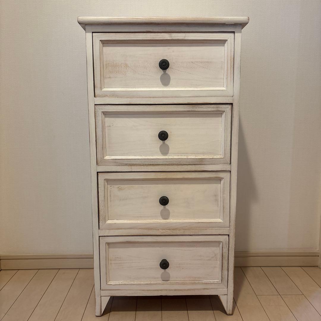 B-company 天然木 アンティーク風4段チェスト