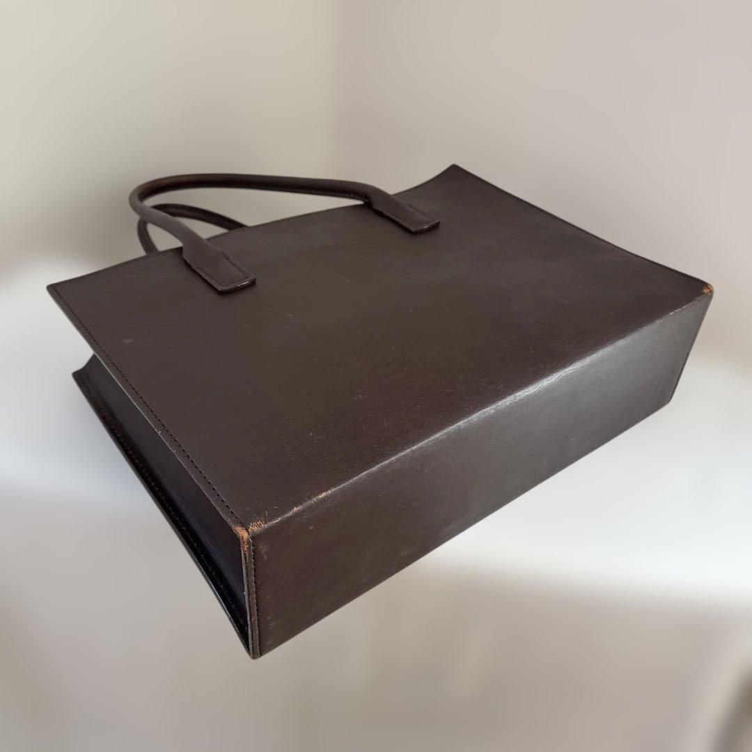 亀屋革具店　大きなトートバッグ肩掛けタイプ　ダークブラウン　（横幅40）