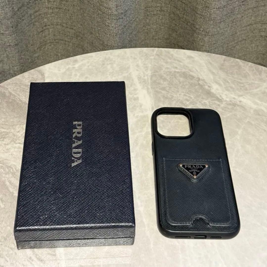 PRADA サフィアーノ14promax iPhoneケース　黒