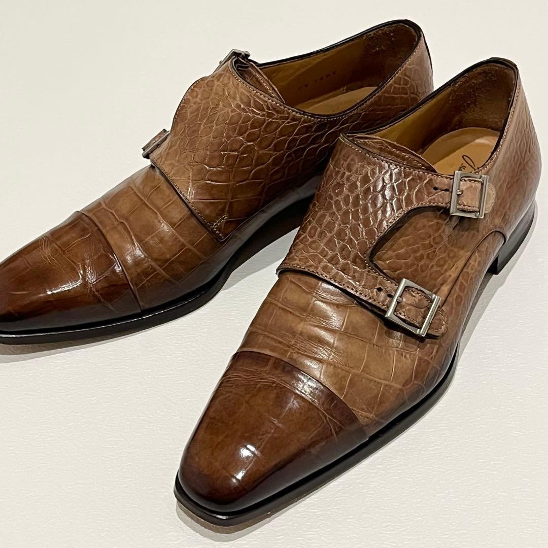 フランチェスコベニーニョ　クロコ型押し　ダブルモンク　ドレスシューズ 26.0