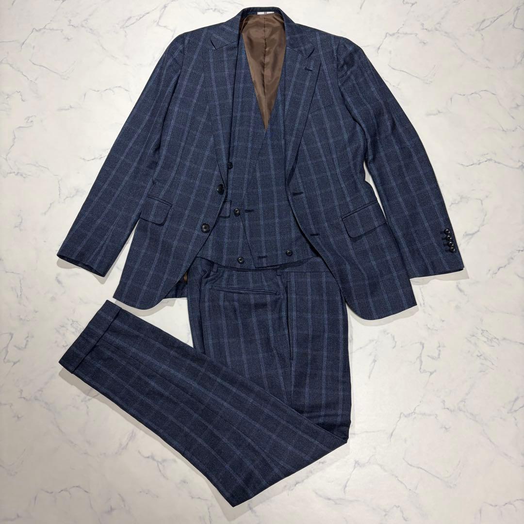 美品✨スーツセレクト スーツ スリーピース マルゾット ウール ネイビー