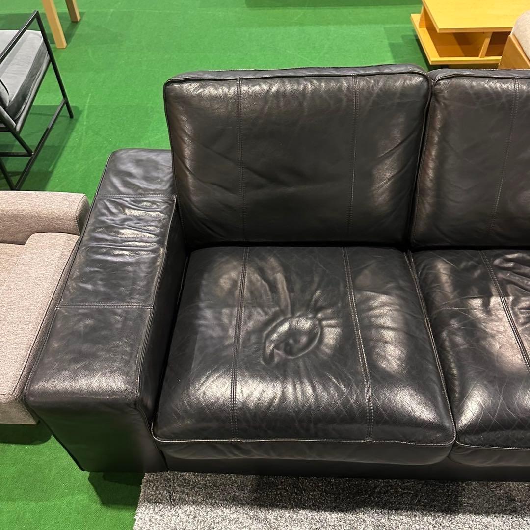 IKEA 2人掛けソファ KIVIK 幅186 合皮 ブラック 家具 B059
