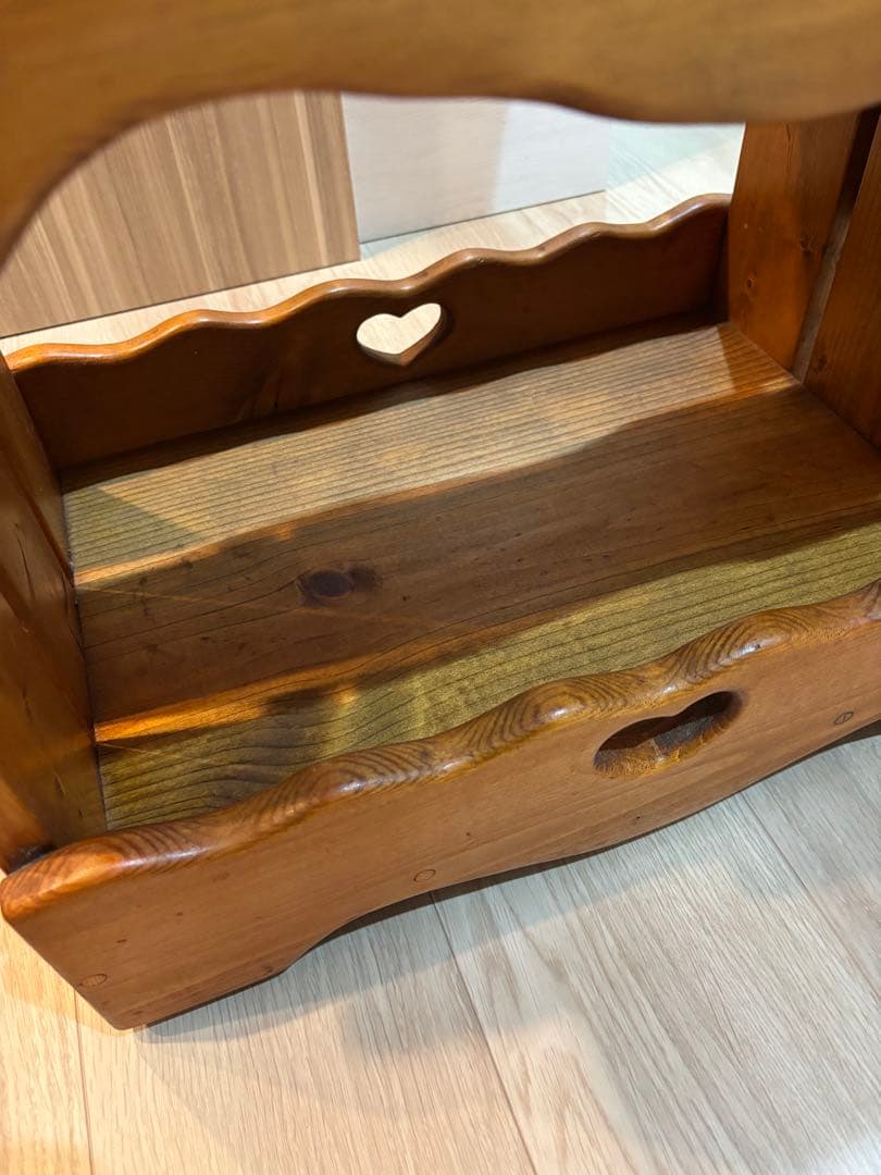オーダー家具　カントリー家具　ワゴン　キャスター付き　タイル付き　ハート　収納棚
