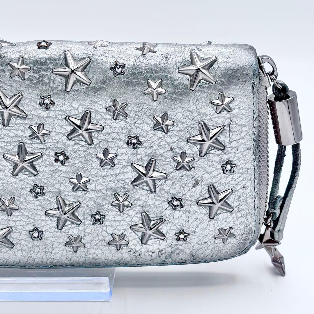 ✨美品✨ JIMMY CHOO 星スタッズ シルバー ラウンド長財布
