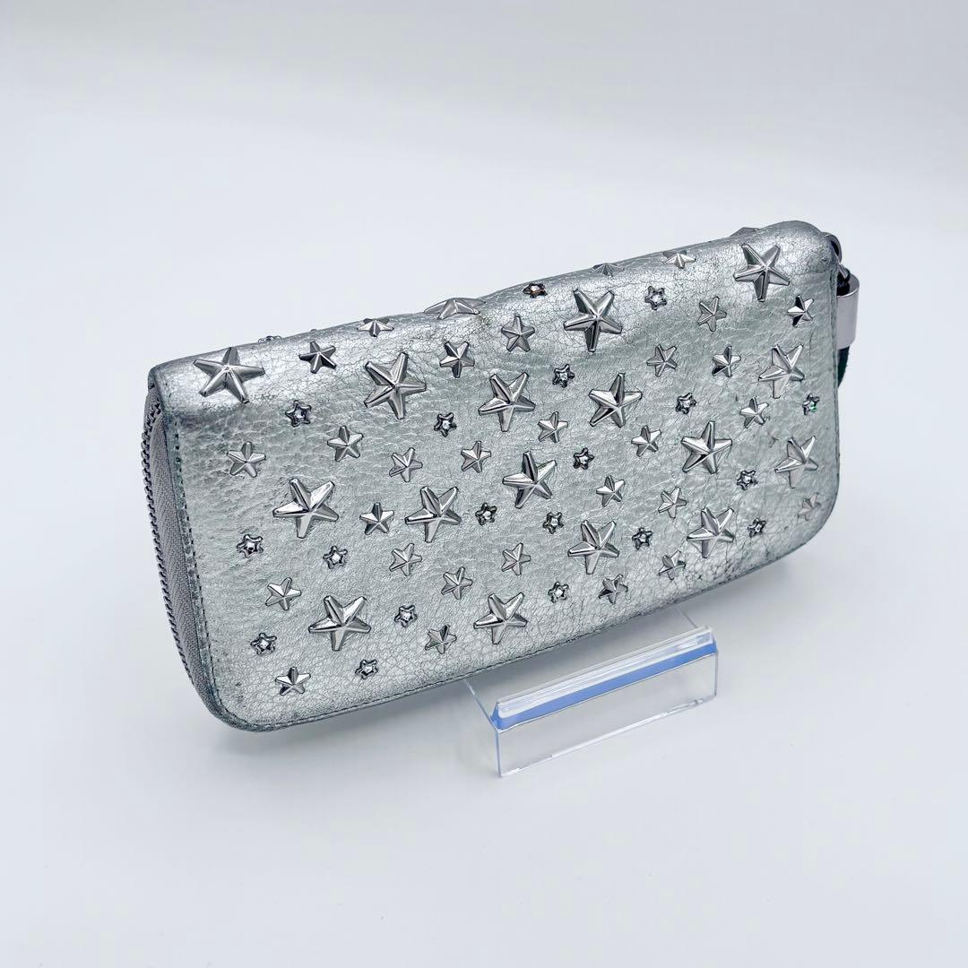✨美品✨ JIMMY CHOO 星スタッズ シルバー ラウンド長財布