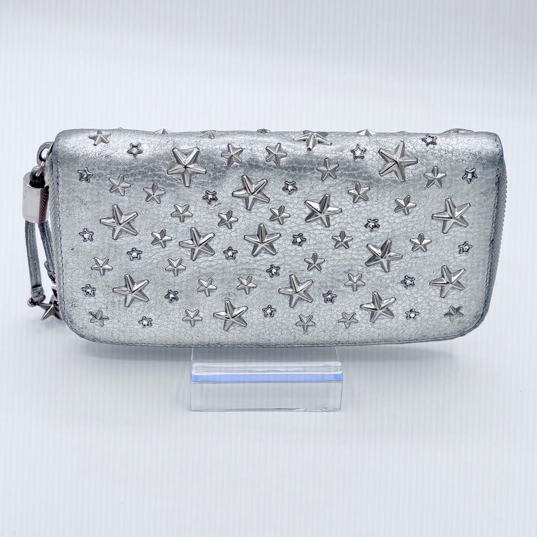 ✨美品✨ JIMMY CHOO 星スタッズ シルバー ラウンド長財布