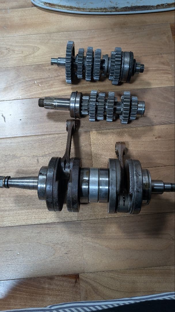 RZ250初期クランクシャフトとギアセット