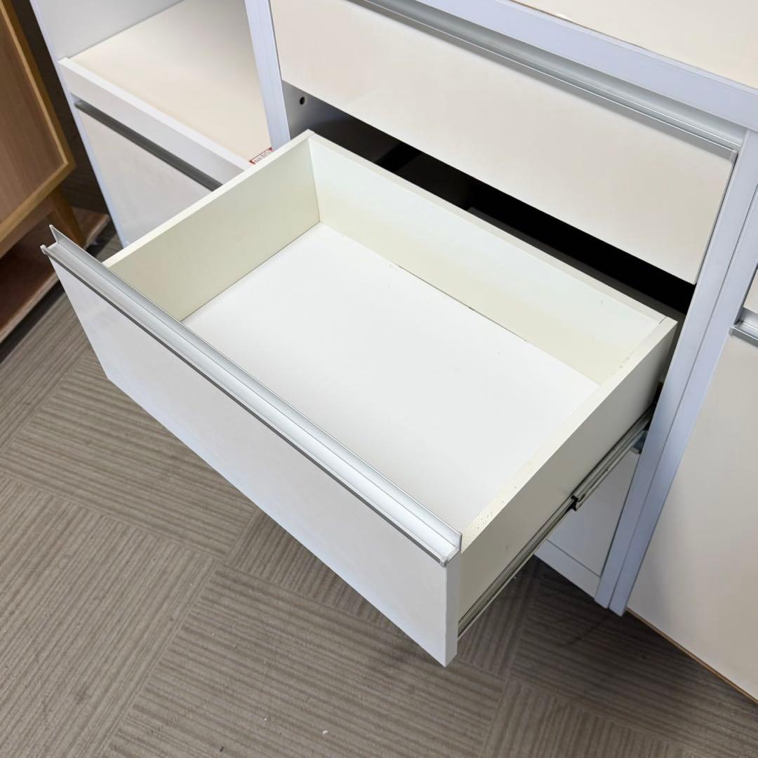 【お買い得‼️】大川家具 180cm幅キッチンカウンター 2連ダストボックス付き