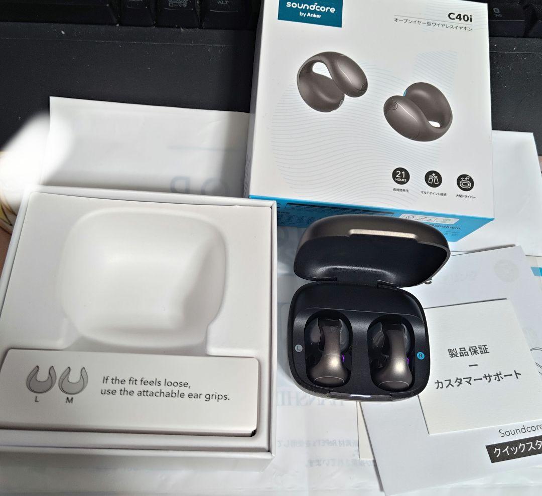 soundcore C40i ワイヤレスイヤホン ダークグレー　骨伝導