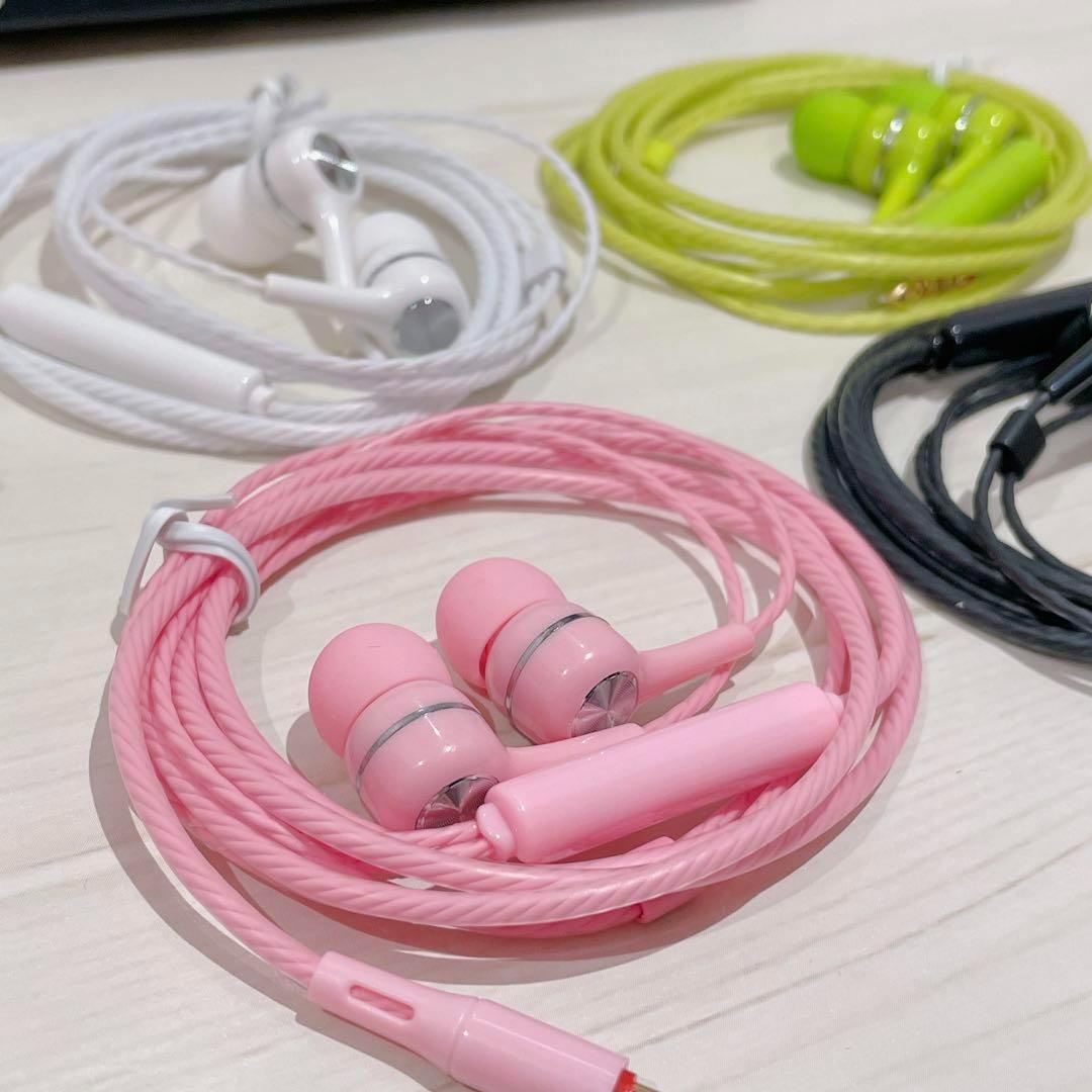 イヤホン 有線 4色セット リモコン マイク付き