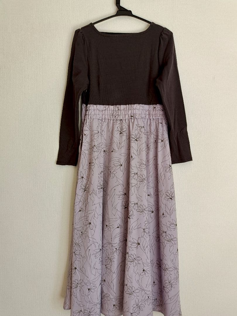 overE　フラワードッキングワンピース25AW 102サイズ　モーブピンク