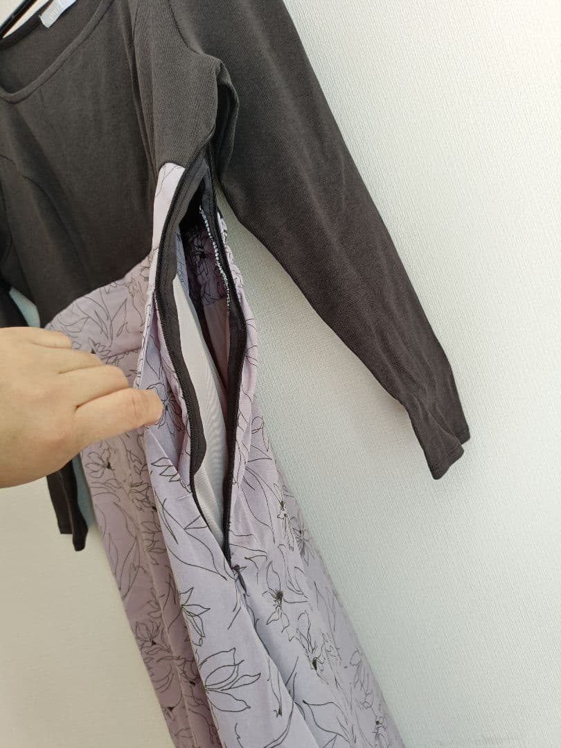 overE　フラワードッキングワンピース25AW 102サイズ　モーブピンク