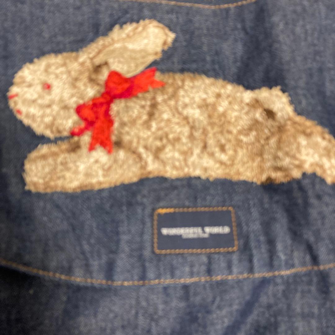ワンダフルワールド うさぎ刺繍 デニムフーディ ジャケット❁⃘*.゜