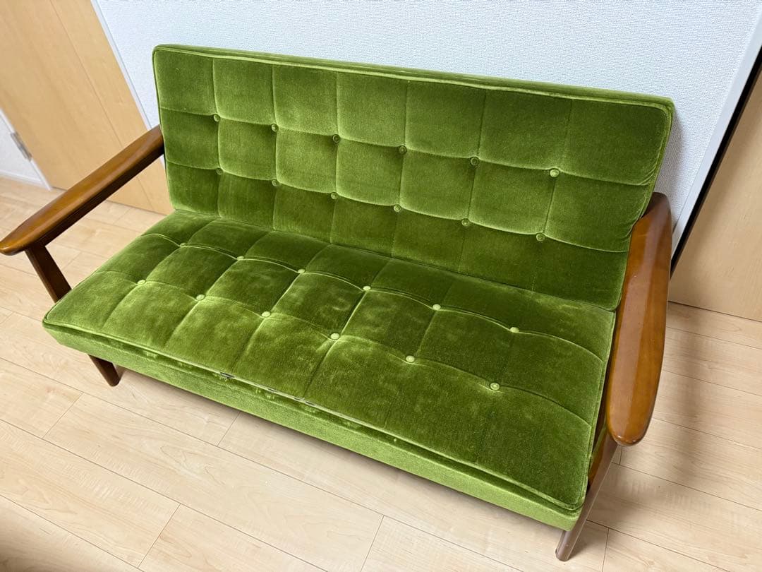 カリモク60 Kチェア2シーター　モケットグリーン