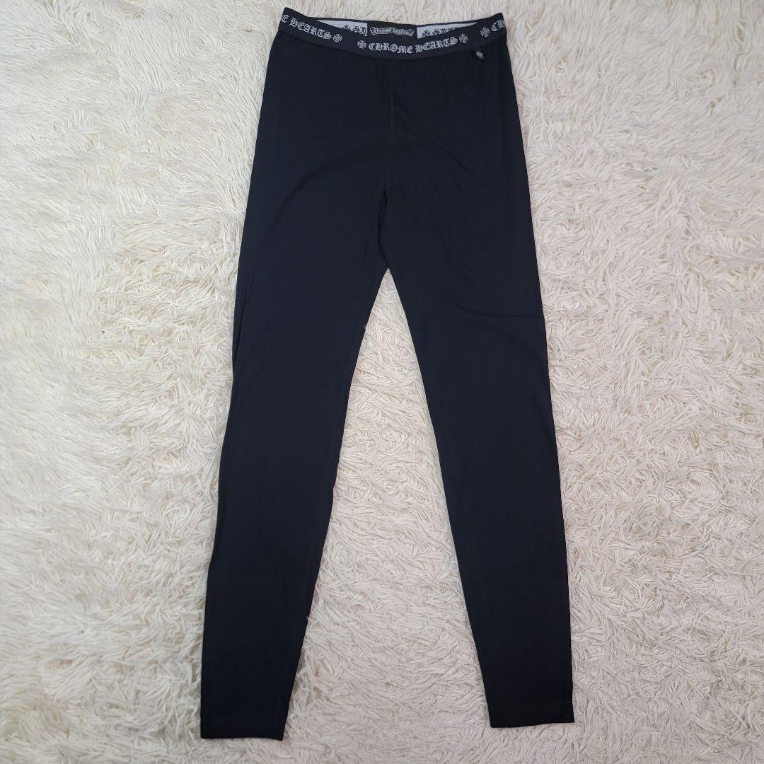 CHROME HEARTS レギンス ポリウレタン 伸縮性 ロゴプリント 黒 M