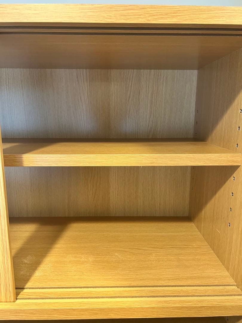 【無印良品】木製カップボード(ワゴン付)幅88cm オーク材　食器棚