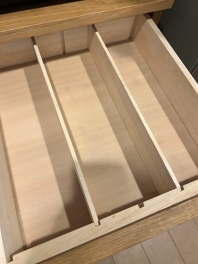 【無印良品】木製カップボード(ワゴン付)幅88cm オーク材　食器棚