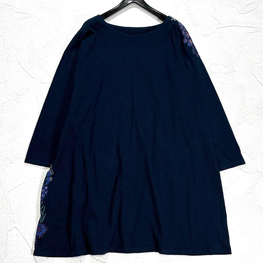 ババグーリ　ヨーガンレール　花刺繍　チュニック　ワンピース　インド製　コットン