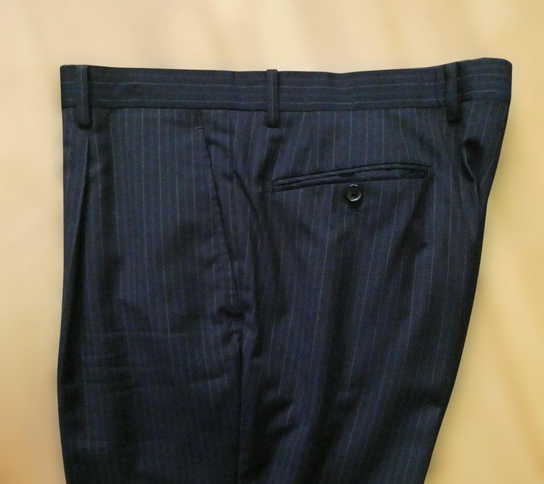 ダンヒル生地使用 スーツ ネイビー100AB7 背抜き