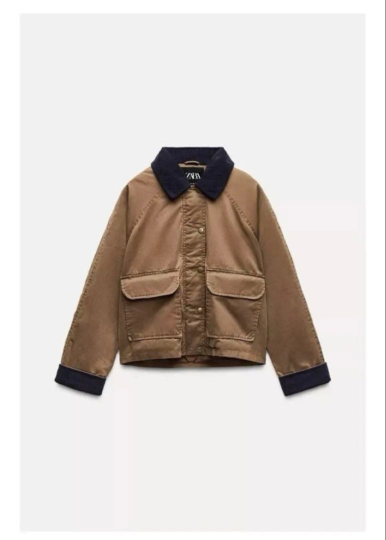 ZARA コントラストカラー　ワックスジャケット