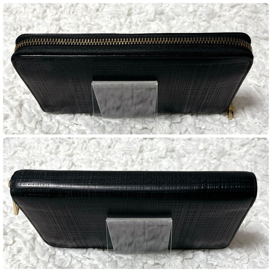 ロエベ　ラウンドファスナー　アナグラム　レザー　長財布 エンボス加工　レザー　黒